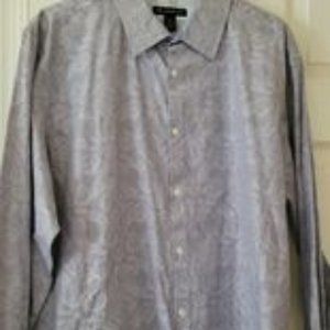 MENS XXL BLUE AND WHITE PAISLEY AND PIN STRIPE